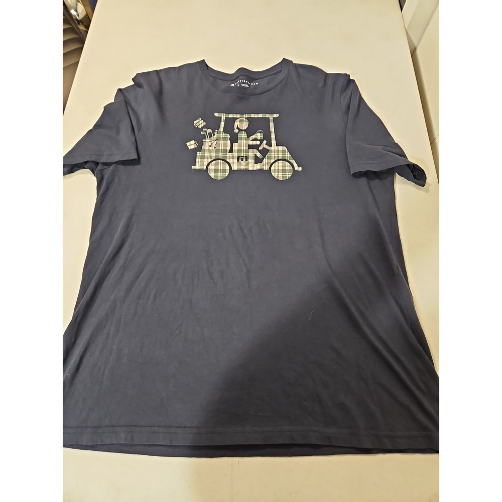 Travis Mathew Tshirt Large Green Plaid Golf Cart Graphic Short Sleeve Tee (1705